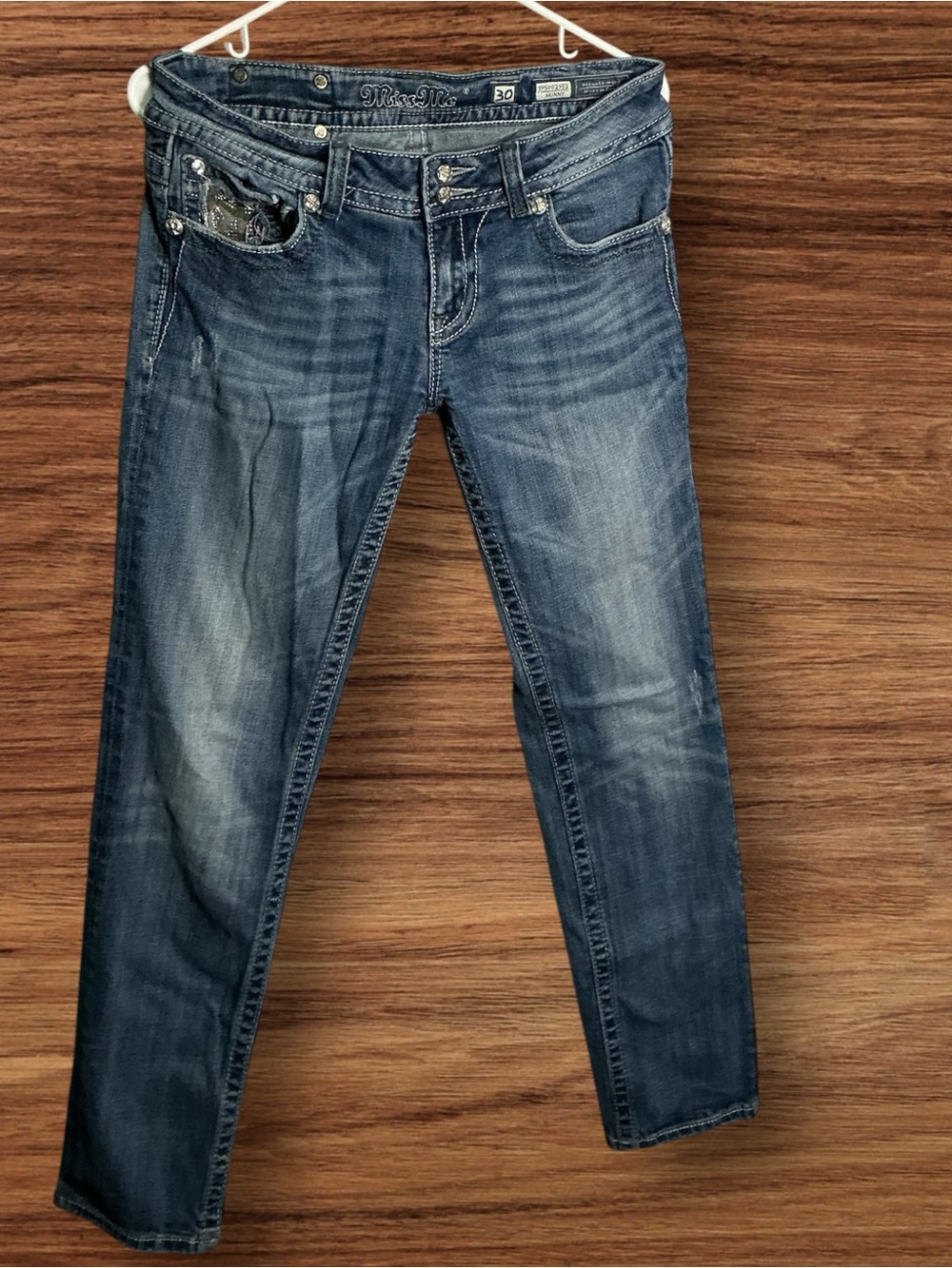 Miss Me Skinny Jeans in Dark Blue Wash 30 x 32